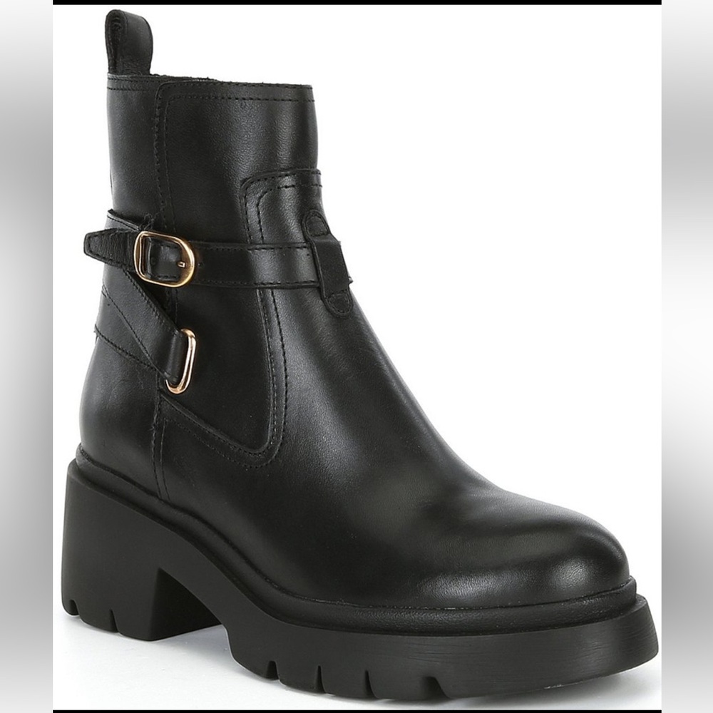 Steve Madden Colletta Leather Buckle Detail Lug Sole Booties - Picture 13 of 14